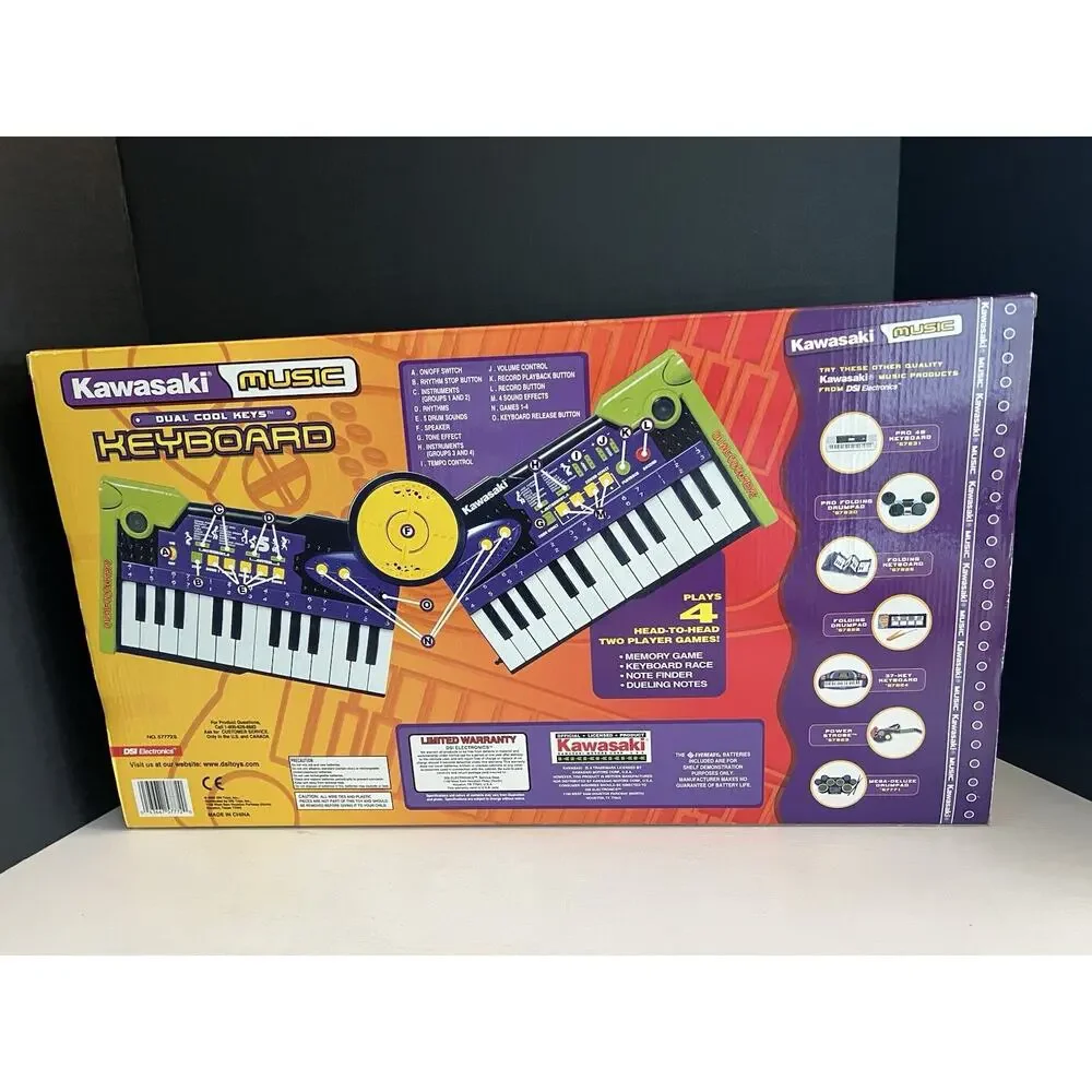 Vtg Kawasaki Dual Cool Keys 48 Foldable Keyboard Electronic Childs Piano 2002